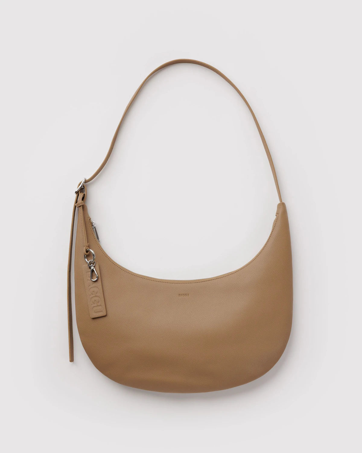 Medium Recycled Leather Flat Crescent Bag