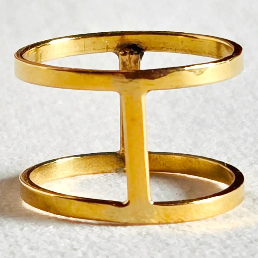 Solid Brass Caged Open Connected Ring Handmade