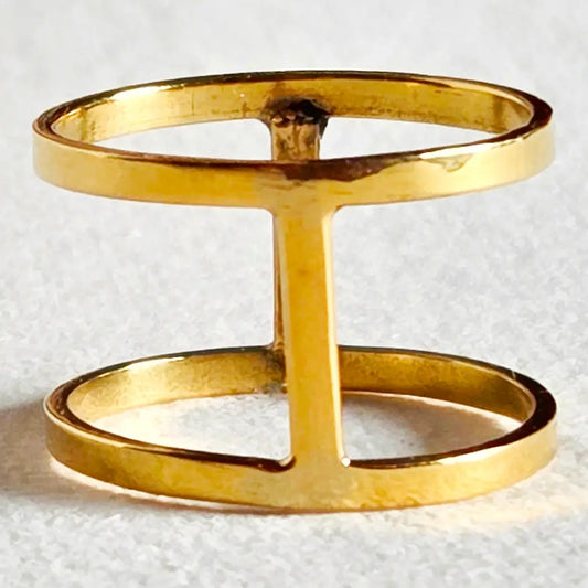 Solid Brass Caged Open Connected Ring Handmade
