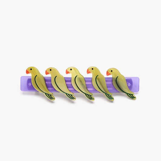 Pasadena Green Parrots French Barrette Women's Hair Clip