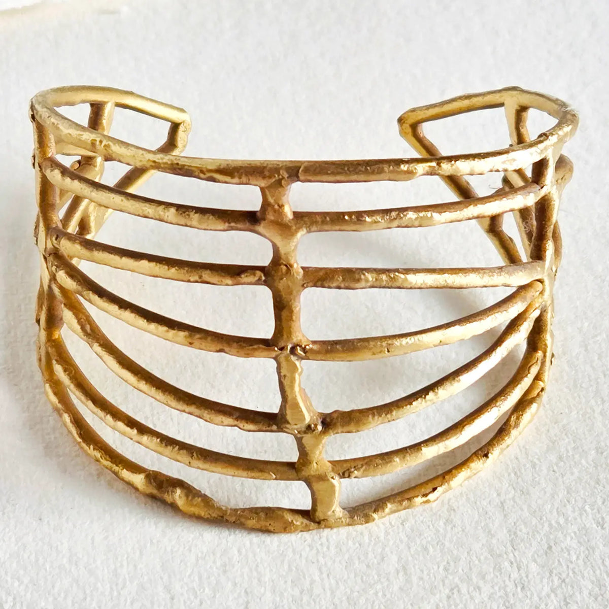 Brass Caged Irregular Handcrafted Cuff Bracelet