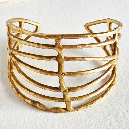 Brass Caged Irregular Handcrafted Cuff Bracelet