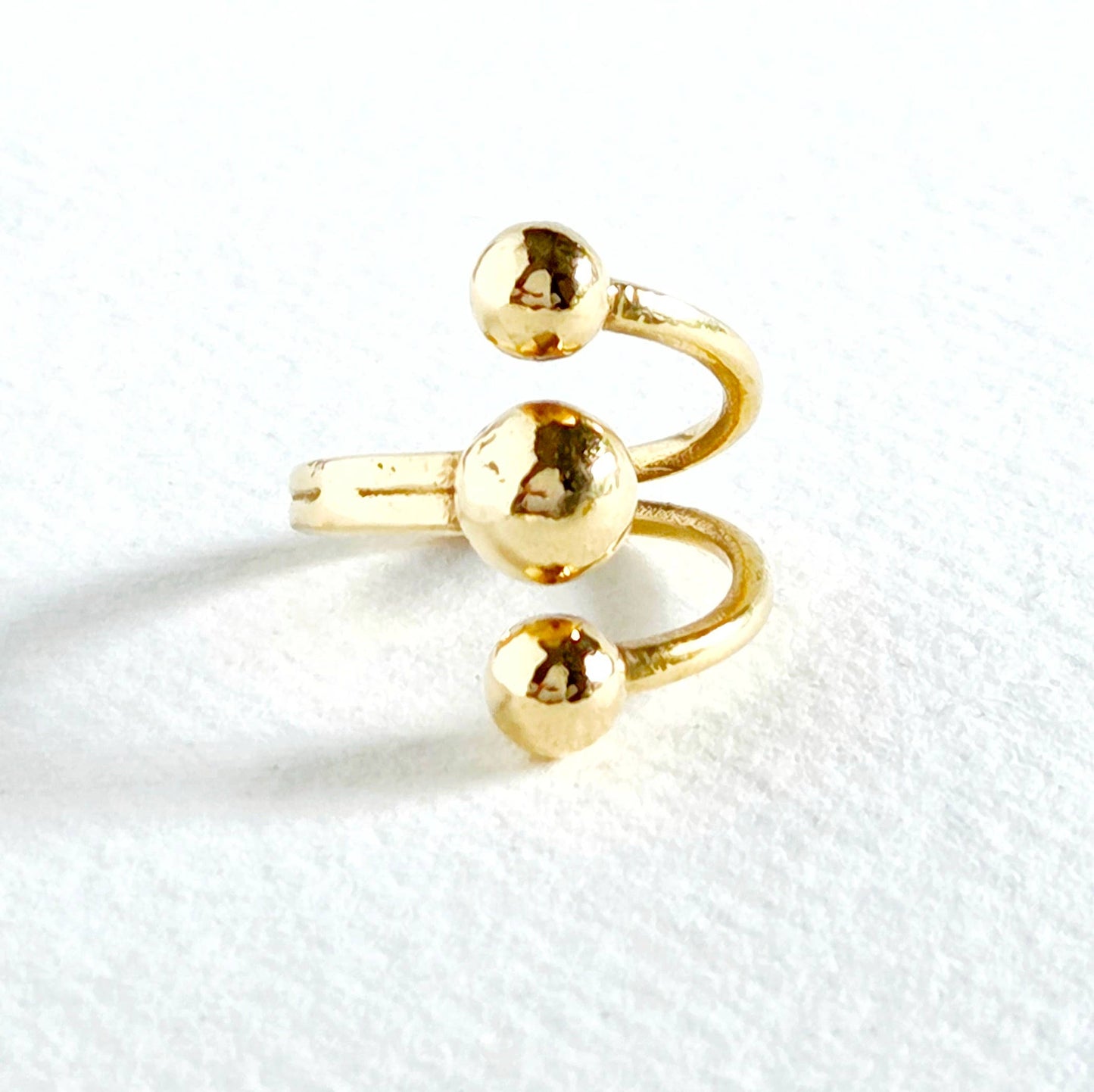 Brass 3 sphere adjustable handmade band ring