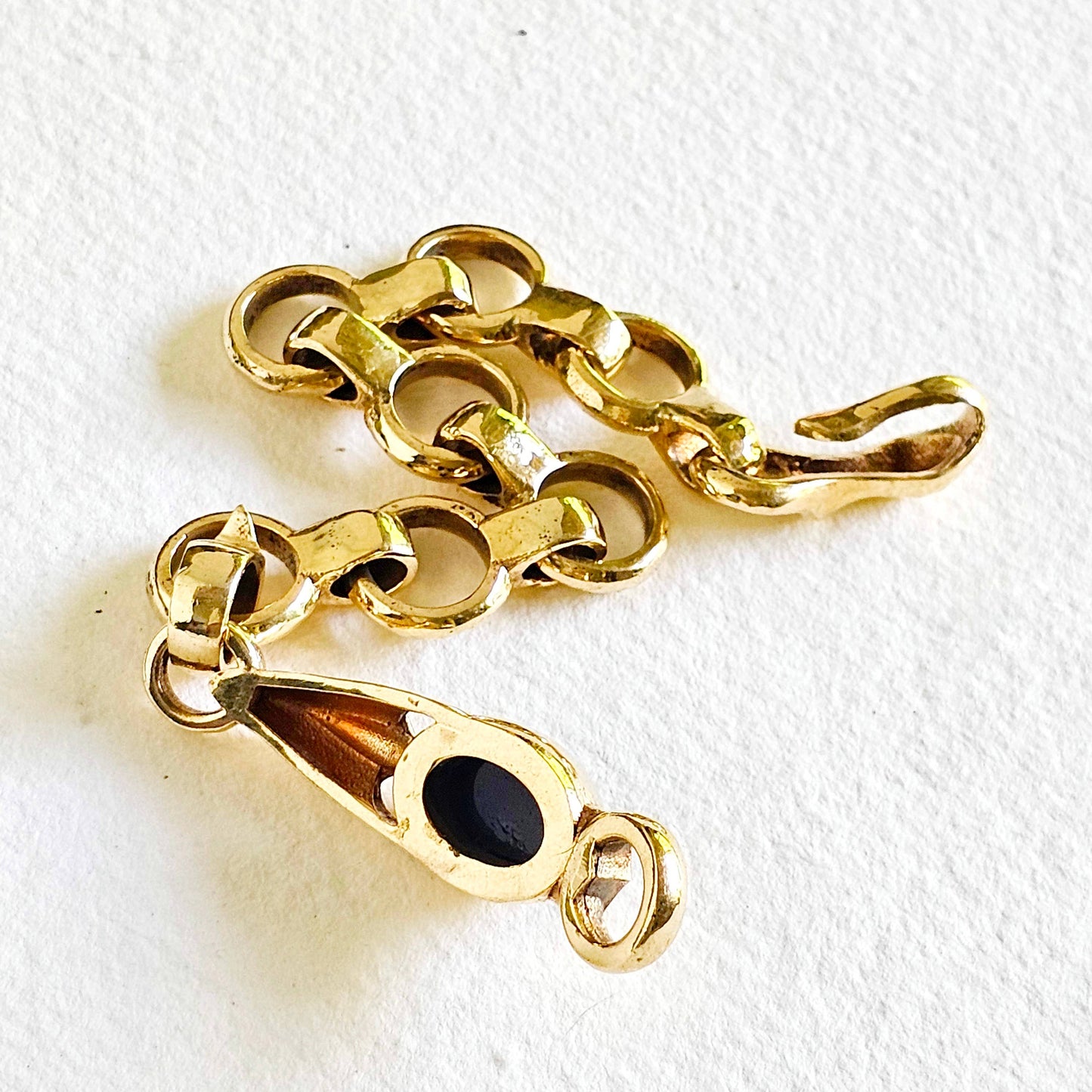 Brass Chain link chunky gemstone bracelet handmade