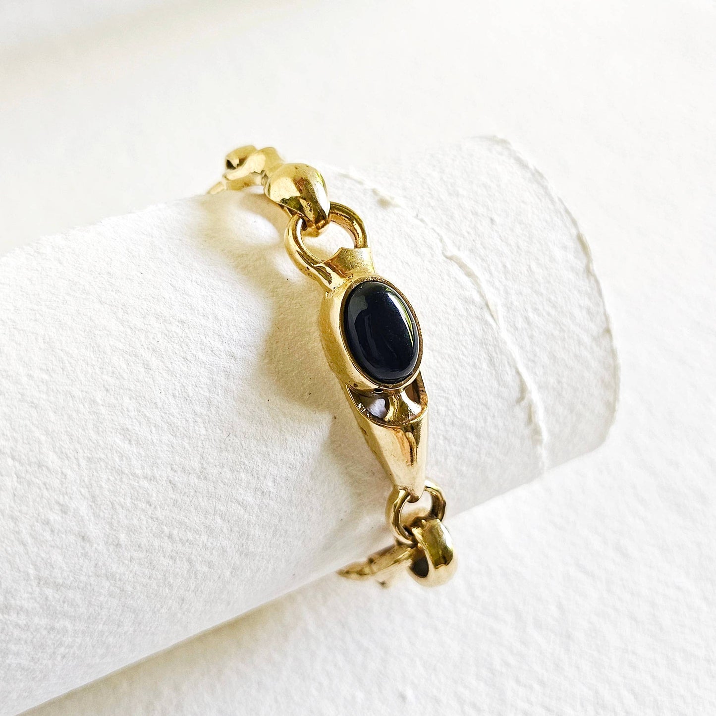 Brass Chain link chunky gemstone bracelet handmade