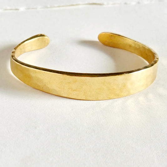 Brass Hammered Tuareg Band Cuff Bracelet Bangle - Large