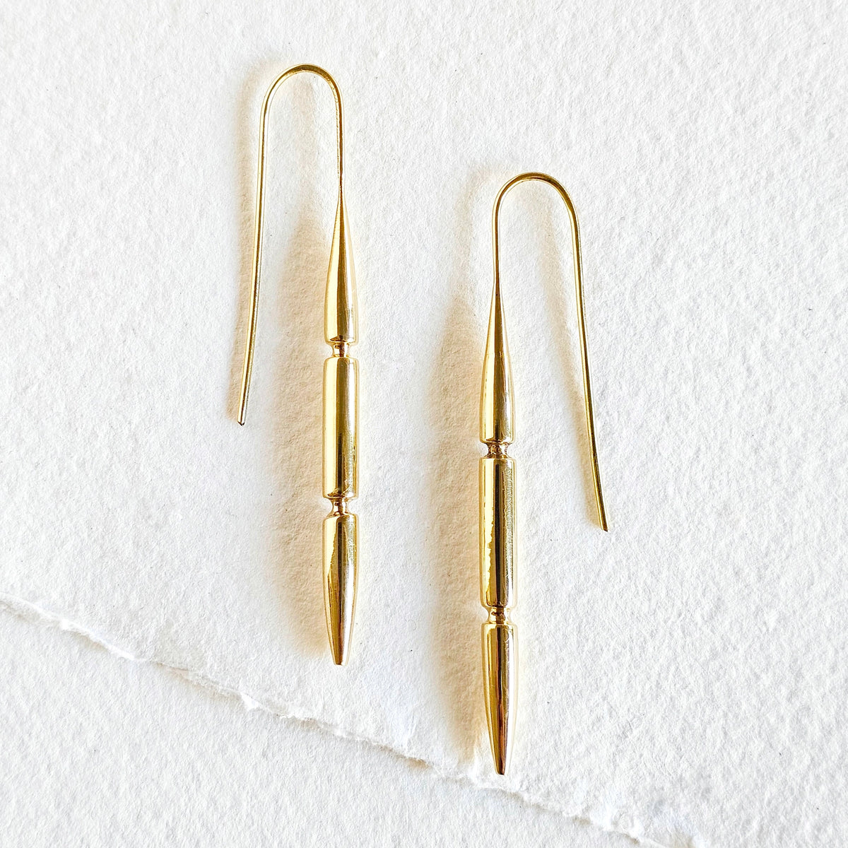Brass Drop Needle Spear Spike Earrings