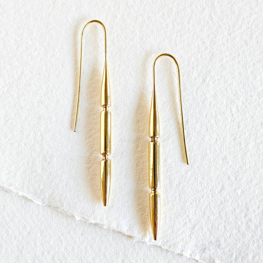 Brass Drop Needle Spear Spike Earrings
