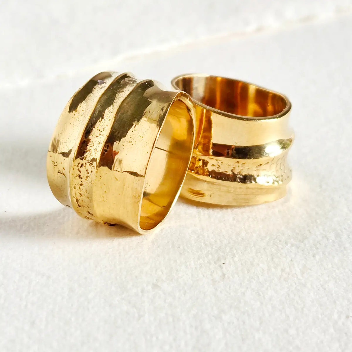 Brass Irregular Bark Organic Band Cigar Ring