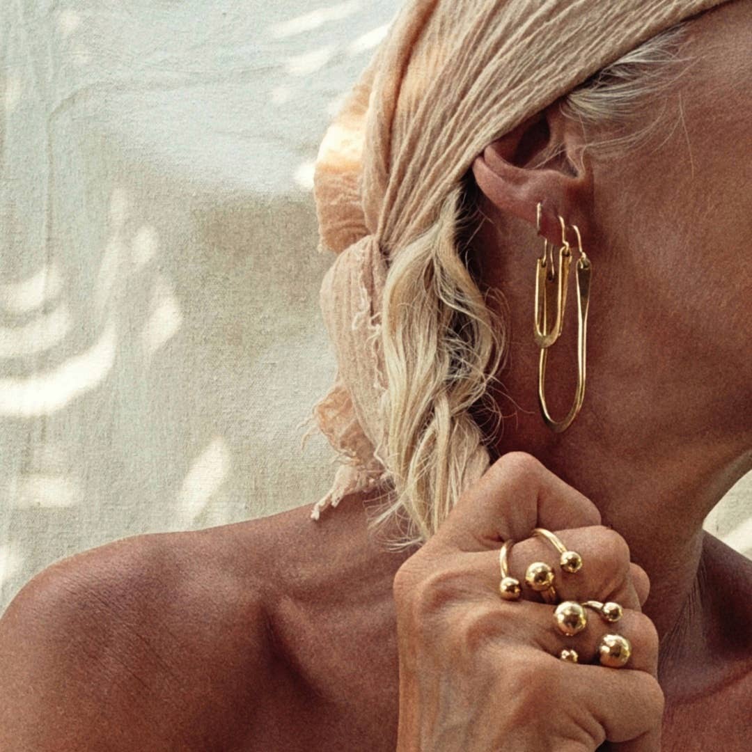 Brass Oval Hoop Earrings