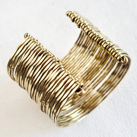 Brass Multi Layered Wire Cuff Bracelet Bohemian Style