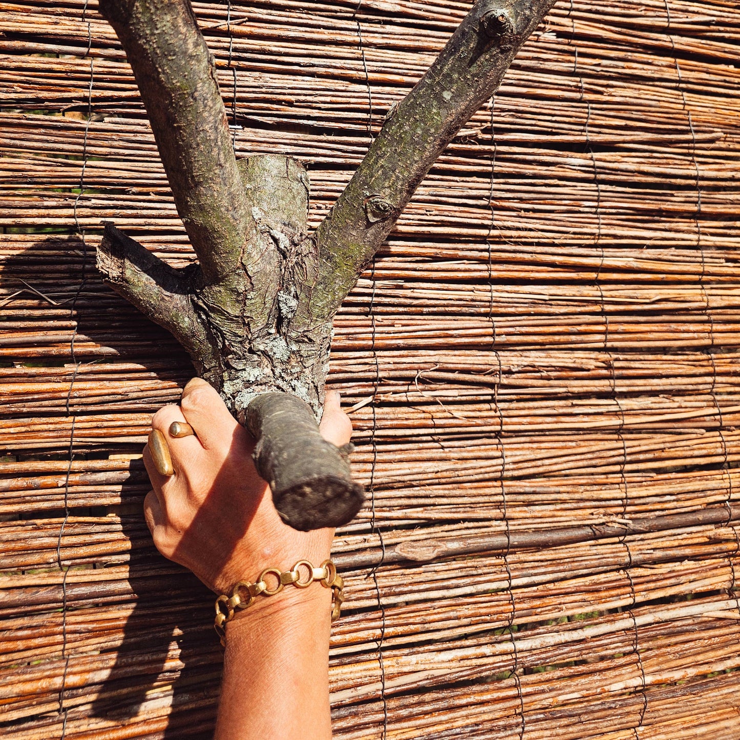 Brass Chain link chunky gemstone bracelet handmade