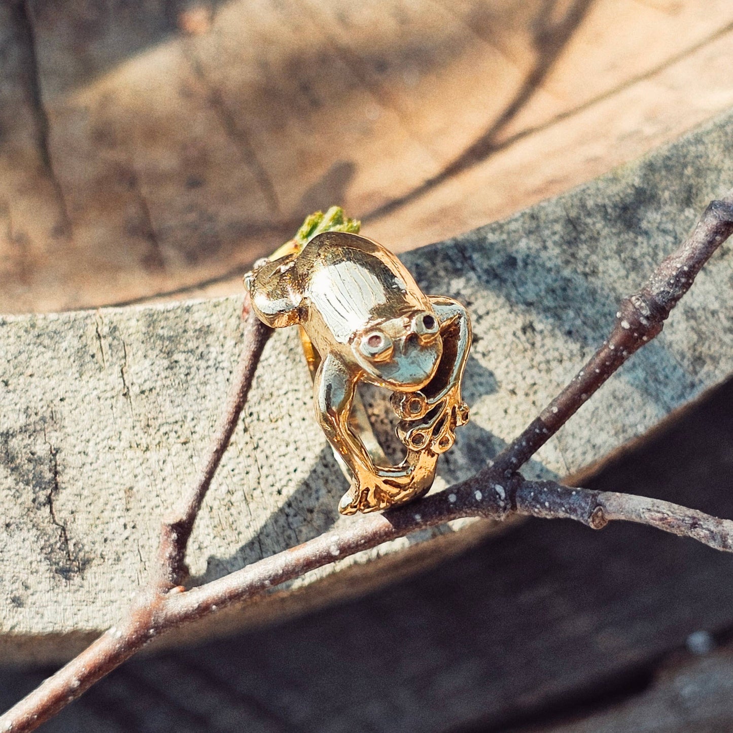 Brass Adjustable Frog Ring