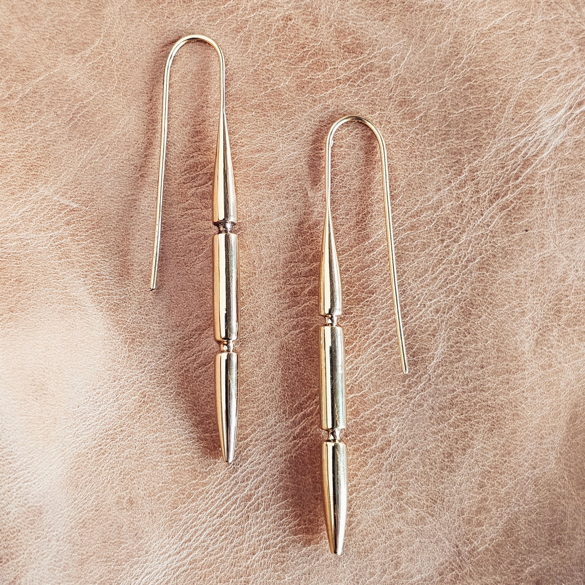 Brass Drop Needle Spear Spike Earrings