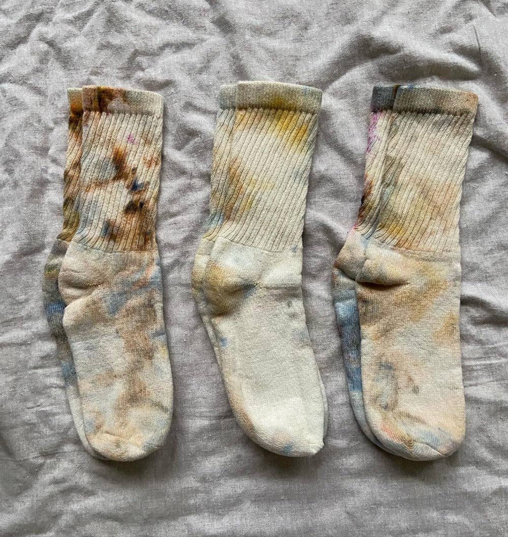 Hand Dyed Organic Cotton Crew Socks in 12 colors