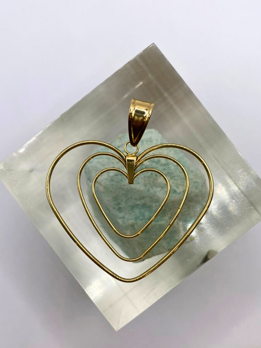 14K Gold Large 3-in-1 Heart Charm