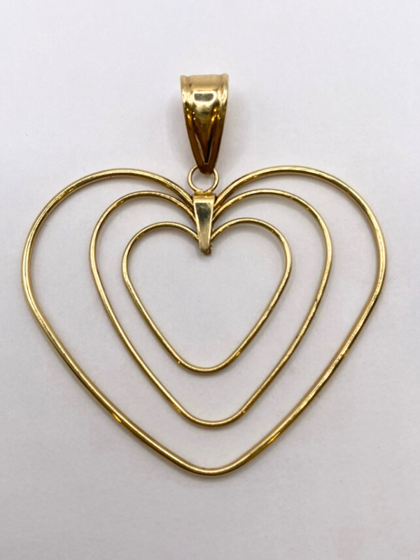 14K Gold Large 3-in-1 Heart Charm