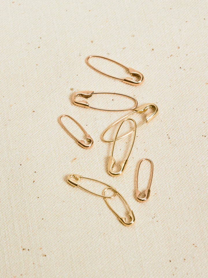 Mini Safety Pin Earrings 14K